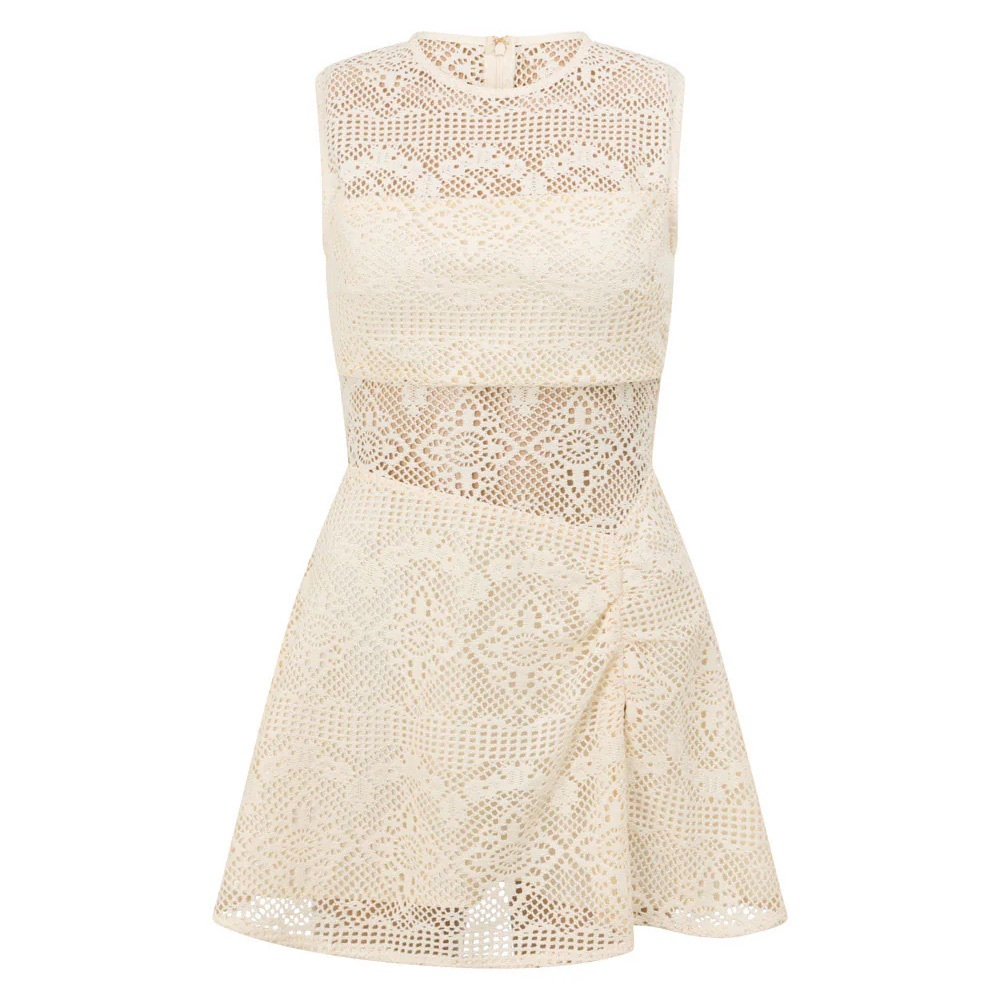 SABO Gem Dress Sleeveless Cream Crochet Fit & Flare Mini Dress US Size 8